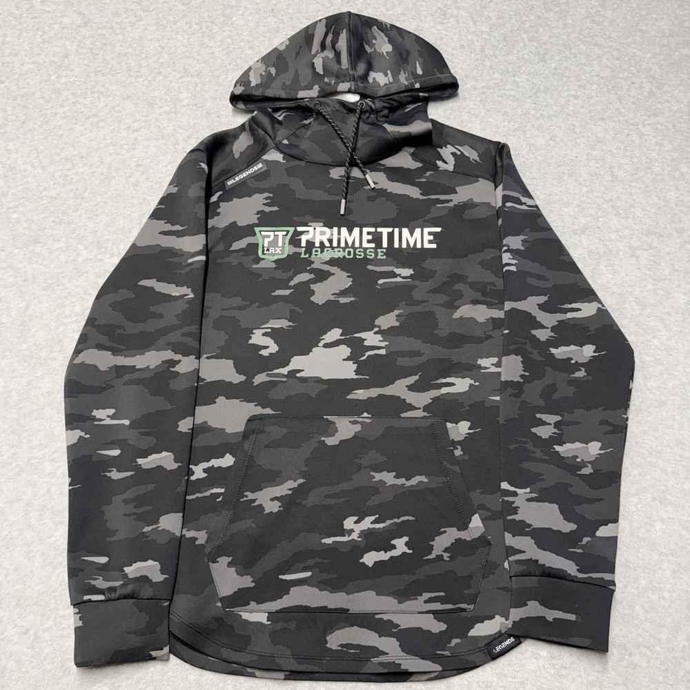 PrimeTime Lacrosse Sweatshirt Mens M Black Camo Legends Hawthorne Hoodie
